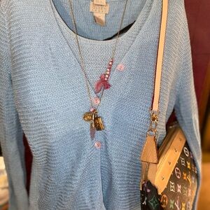 Sigrid Olsen Blue Knit Cardigan and Tank - 2 Piece Bundle